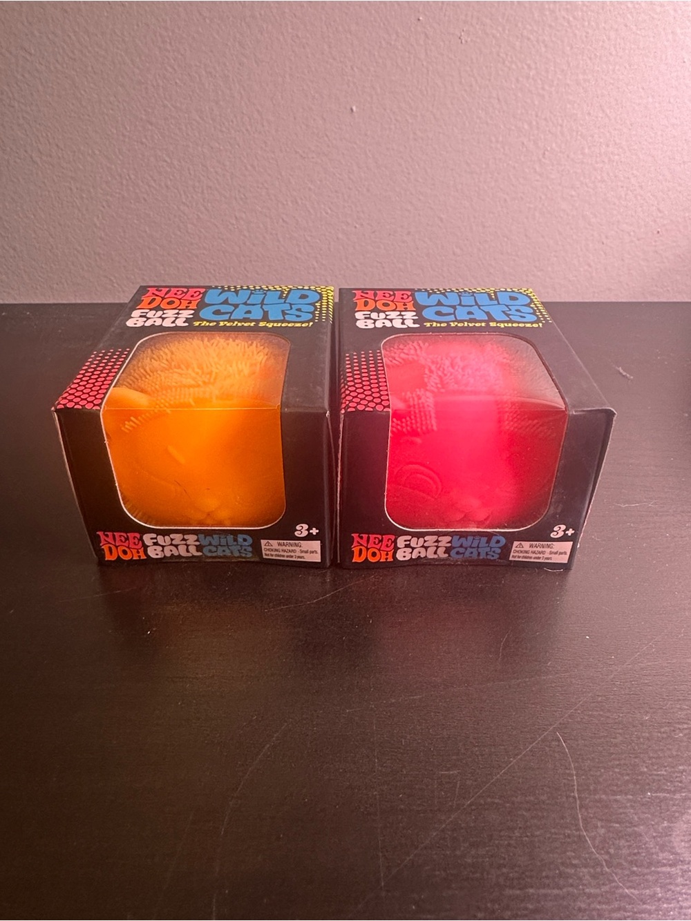 Needoh Fuzz Ball Wild Cats - Orange and Pink